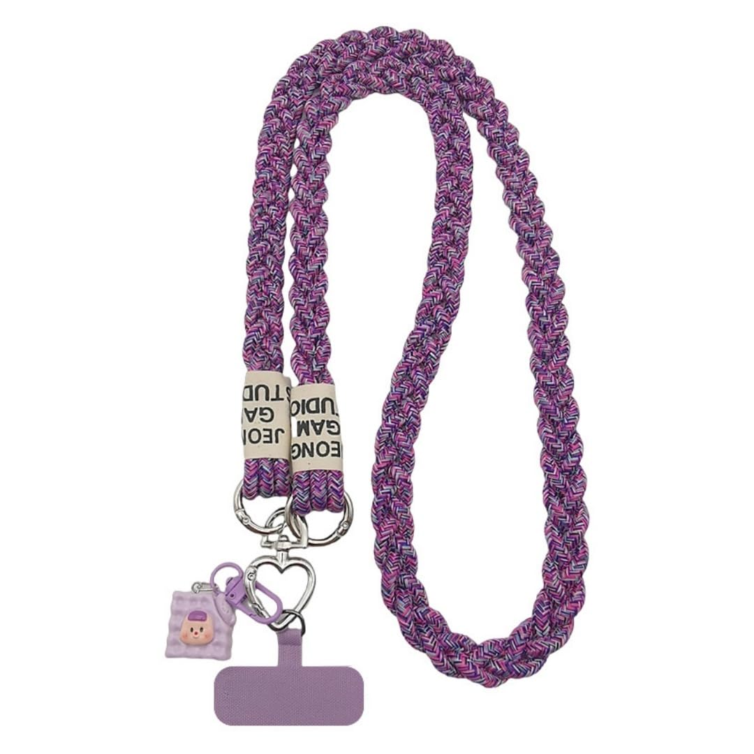 Heuskay Phone Lanyard with Patch,Crossbody Phone Neck Lanyard,Outdoor Mobile Phone Strap,Braided Rope, Key Lanyard and more,Purple