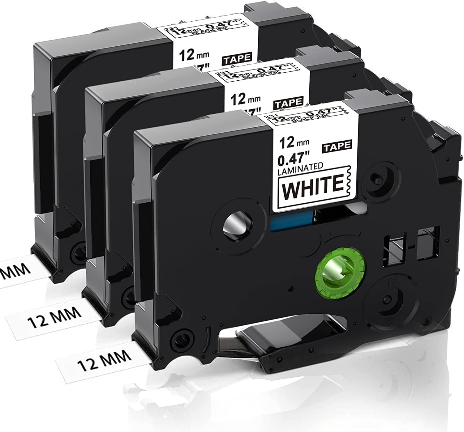 Amazon 互換 ピータッチキューブ テープ 12mm TZe231 白地黒文字 3個セット ブラザー用 ラミネート テープ