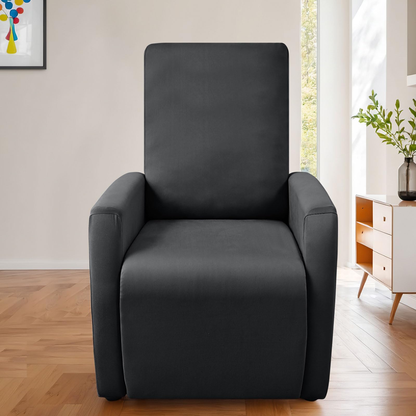 Generisch wasserdichte Sessel überzug Stretch, Sesselschoner mit Taschen Wohnzimmer, Angepasster für Fernsehsessel Bezug-Dark Gray