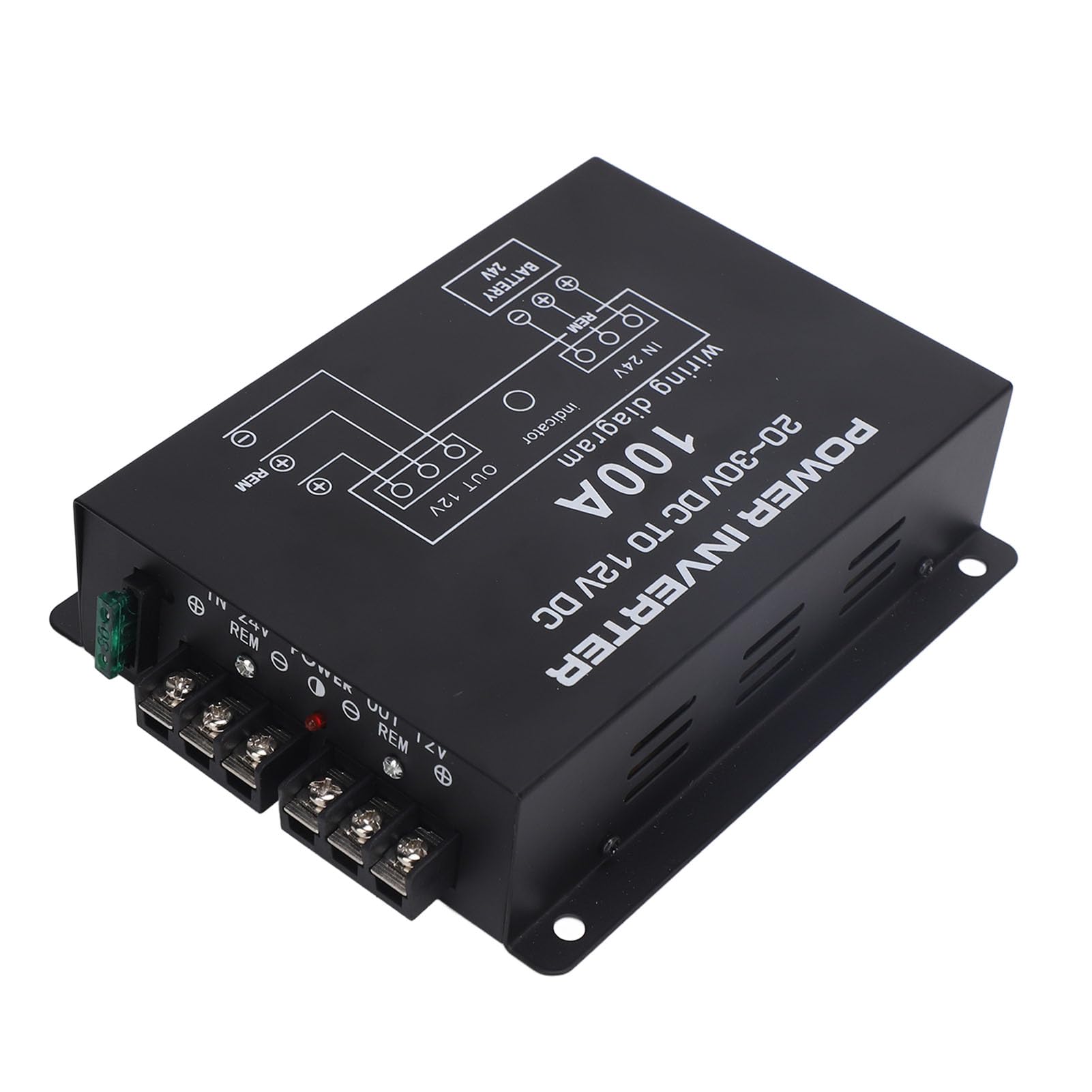 Akozon Convertidor Reductor de Voltaje Reductor de 24V a 12V con Control de Temperatura para Automóviles, Camiones, SUV (100A)