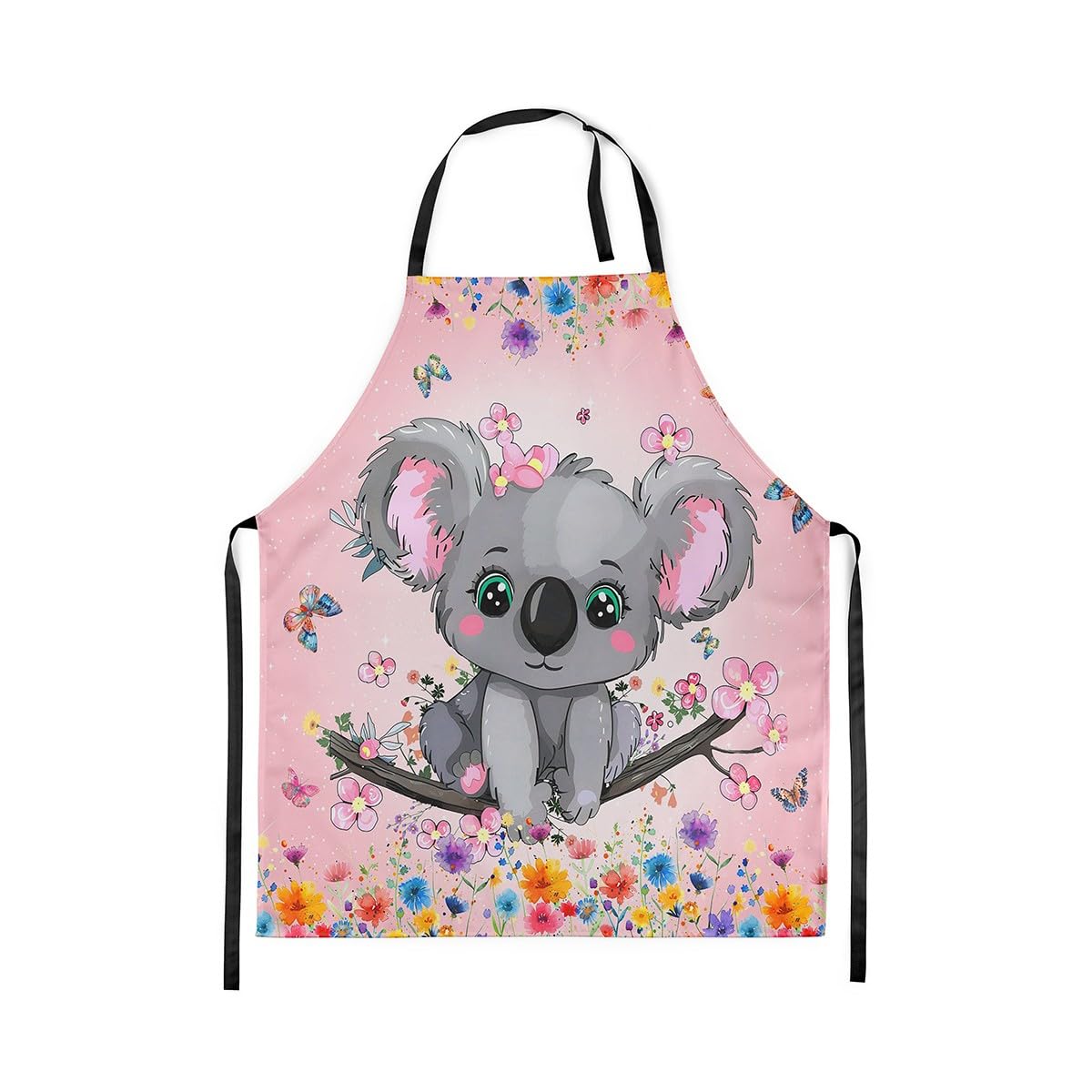 Loussiesd Koala Waterproof Apron 78x66cm Cute Koala Apron for Women Men Cartoon Butterfly Bib Apron Adjustable Cute Tie Dye Cooking Kitchen Chef Apron