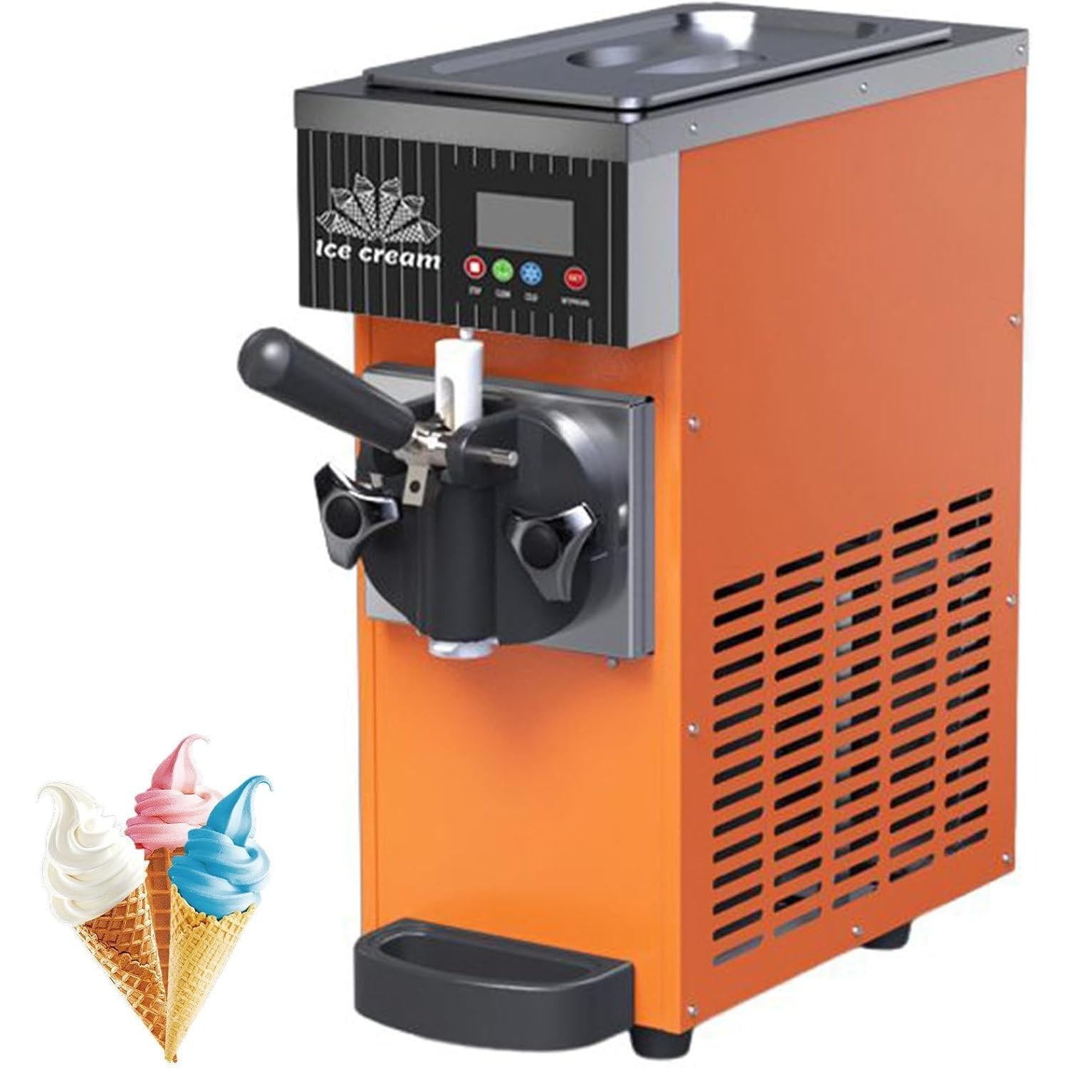 UofZc Multifunctional Ice Cream Machine, Food Grade BPA-Free Electric Ice Cream Maker, for Ice Cream, Frozens Yogurt, Milkshake, Suitable for Home Use Orange