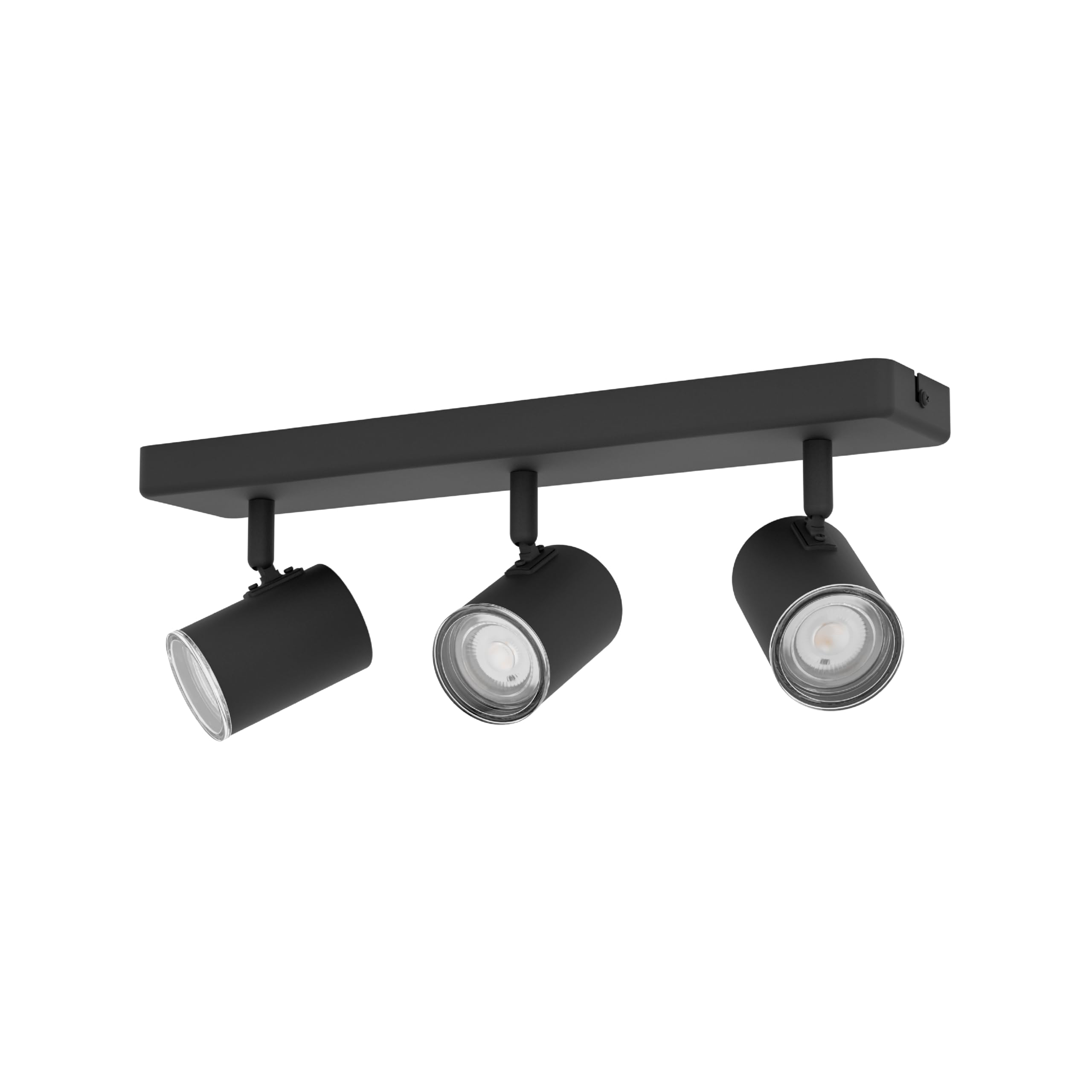 Eglo Consuma 1 Lámpara de techo con 3 focos, para salón y baño, fabricada en acero de color negro, con casquillo GU10 y protección contra salpicaduras IP44