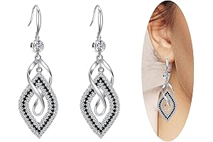 Dangle Earrings for Women, 925 Sterling Silver Handmade Linear Swirl Wire Bohemian...