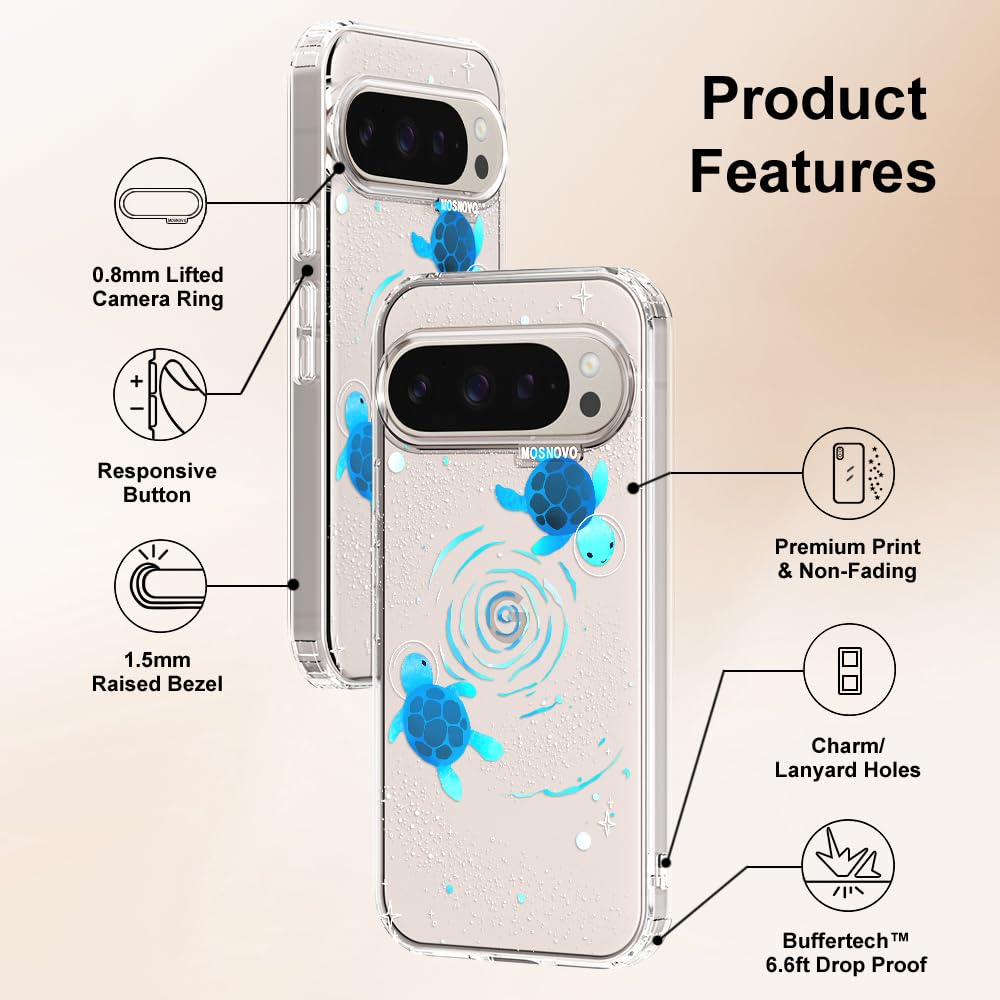 MOSNOVO Case for Google Pixel 10 & Pixel 10 Pro, [Buffertech 6.6ft Military-Grade Drop Protection] [Anti Peel Off Tech] Clear TPU Bumper Phone Case Cover Design - Cute Cherry — view 272