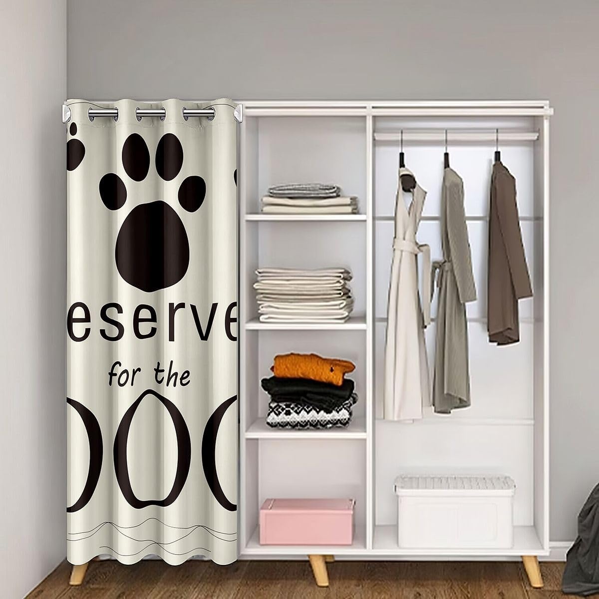 jejeloiu Dog Door Curtain for Doorway Privacy 34"x80" Puppy Dog Paw Print 30%-50% Room Darkening Blackout Insulated Thermal Curtain Cute Closet Door Cover Curtain for Bedroom Living Room Kawaii