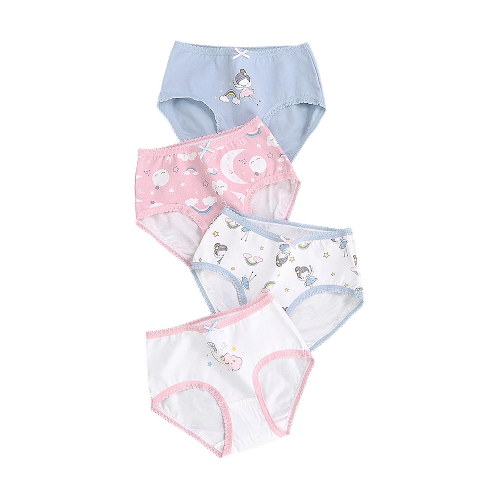 2-13 Girls Student Underwear Childrens 4PC Briefs for Babies Girls Elastic Waist Comfortable Underwear