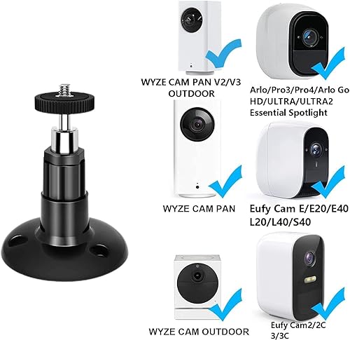 Miniatura 8 de Paquete de 2 soportes de pared de seguridad ajustables para cámara de anillo y batería de cámara adhesiva, soporte de montaje interior y exterior