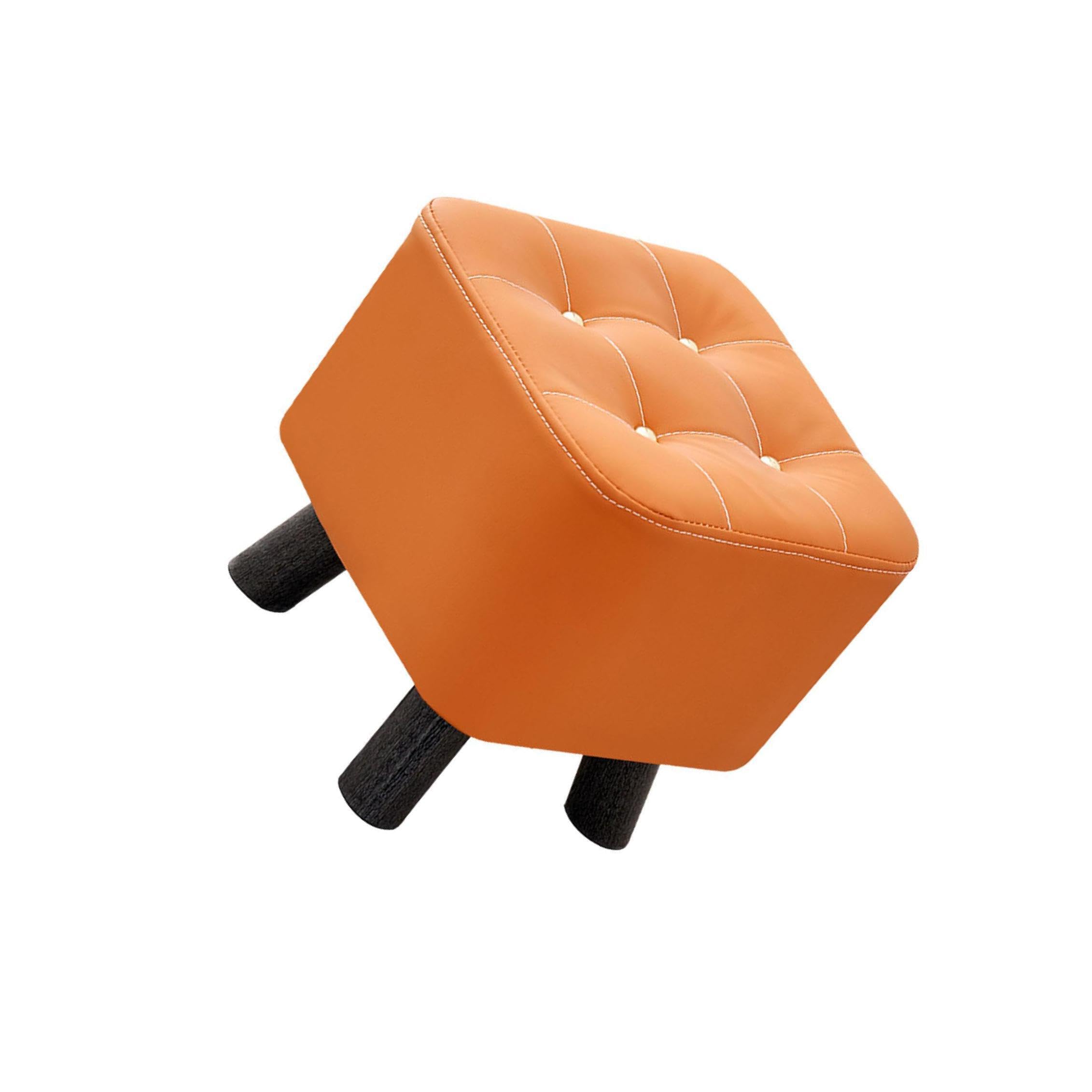 AMSLSIU Charming Footstool Square Stool Enhances Bedroom, Orange, 28x28x28cm