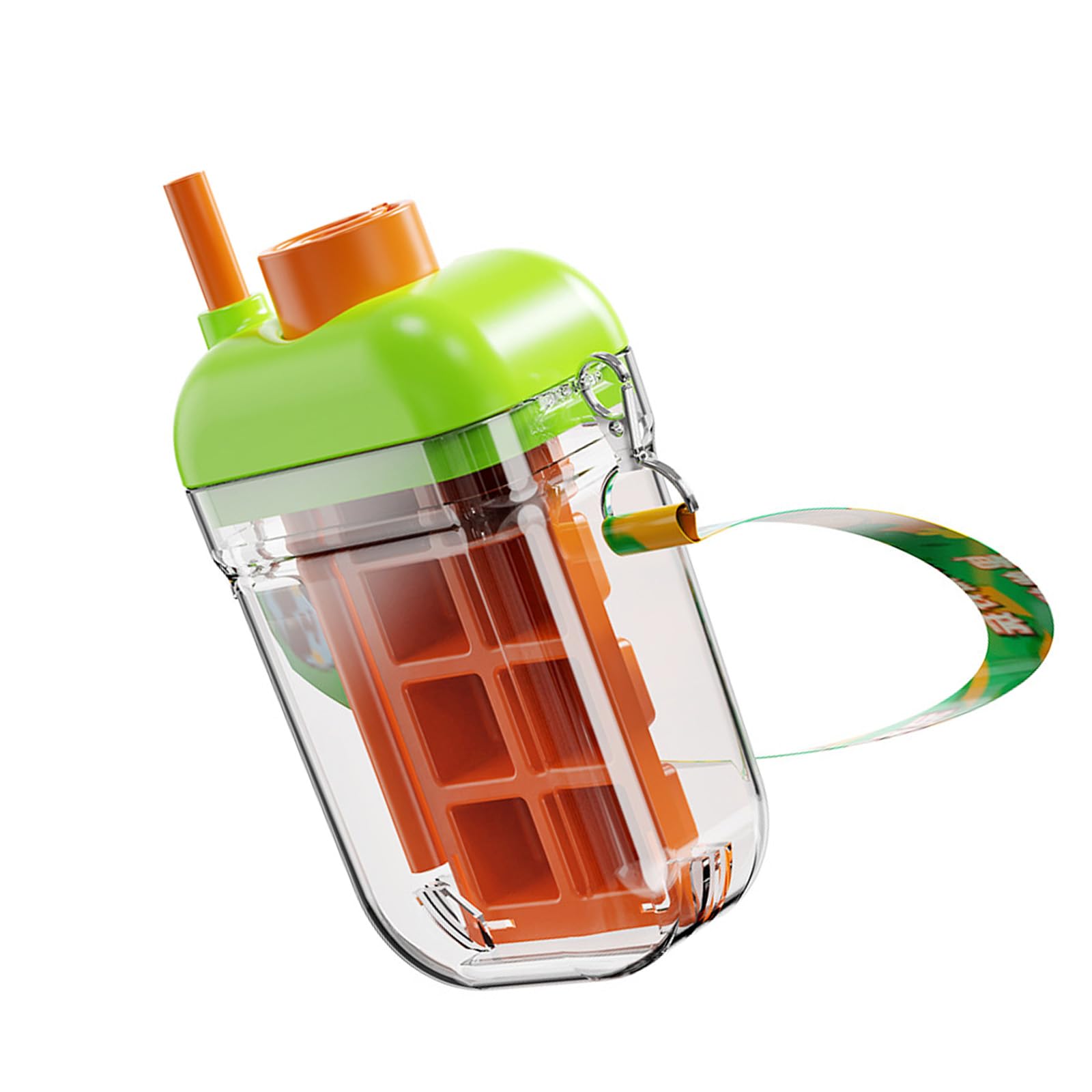 Oxxggkao Ice Block Tray Bottle with Rotating Release Function and Double Drinking Mode for Sports Hiking Travel Travel Friendly Water Bottle