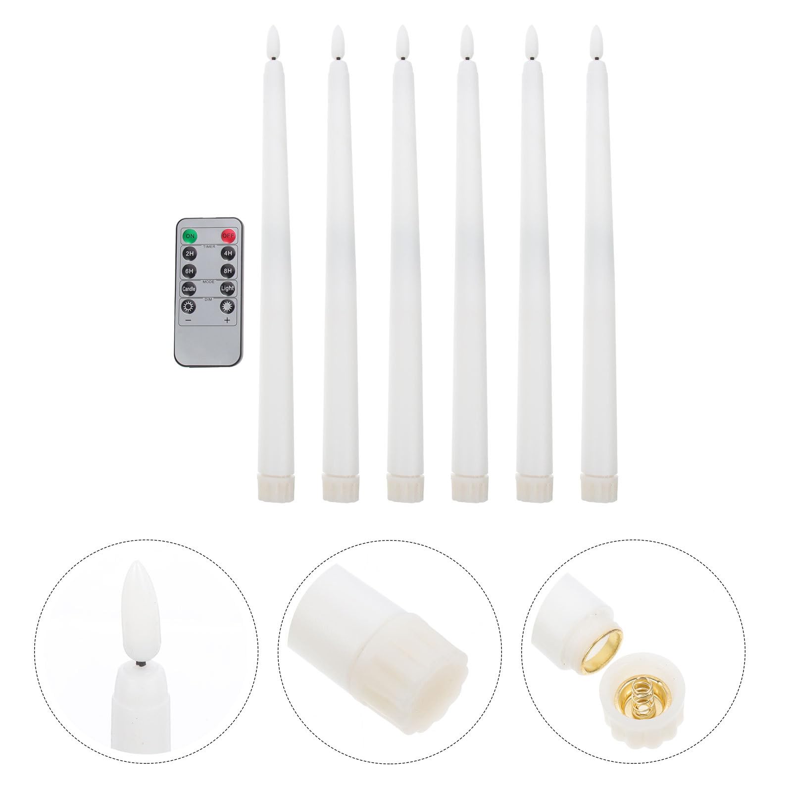 Hohopeti Set 6 Candele Coniche senza Fiamma a Batteria con Telecomando 10 Tasti, Luci LED Calde per Decorazioni Natalizie, Matrimoni e Ambienti Interni, Alternative Sicure alle Candele