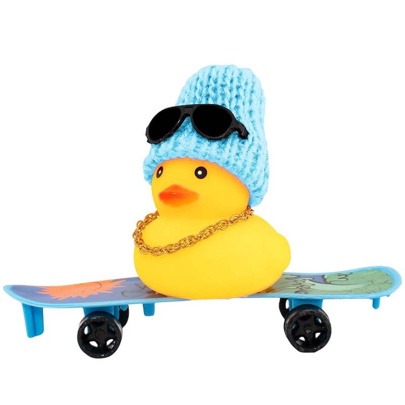 Enfeite de Painel Automotivo Pato de Borracha wonuu com Skateboard D-blue&blue, WN122, 1 unidade