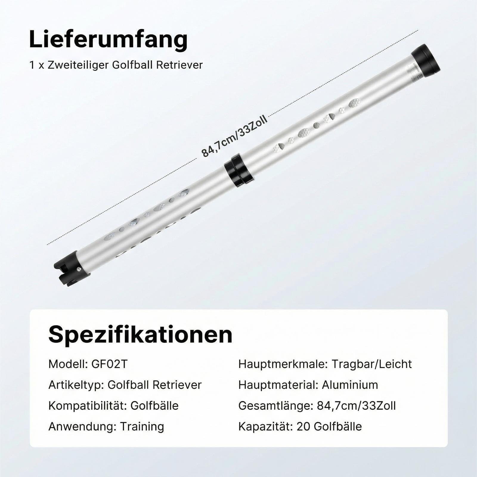 NEEWER Ball Auffangbehälter für Tennisbälle und Picklebälle, Abnehmbarer, mit Stopper und Schultergurt, Aufheben ohne Bücken