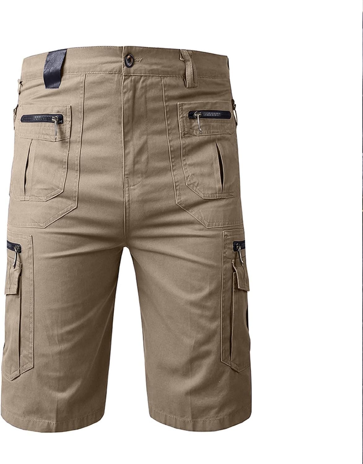 Mens Dress Shorts Casual Button Cargo Shorts Loose Fit Athletic Shorts Lightweight Summer Shorts with Zip Pockets