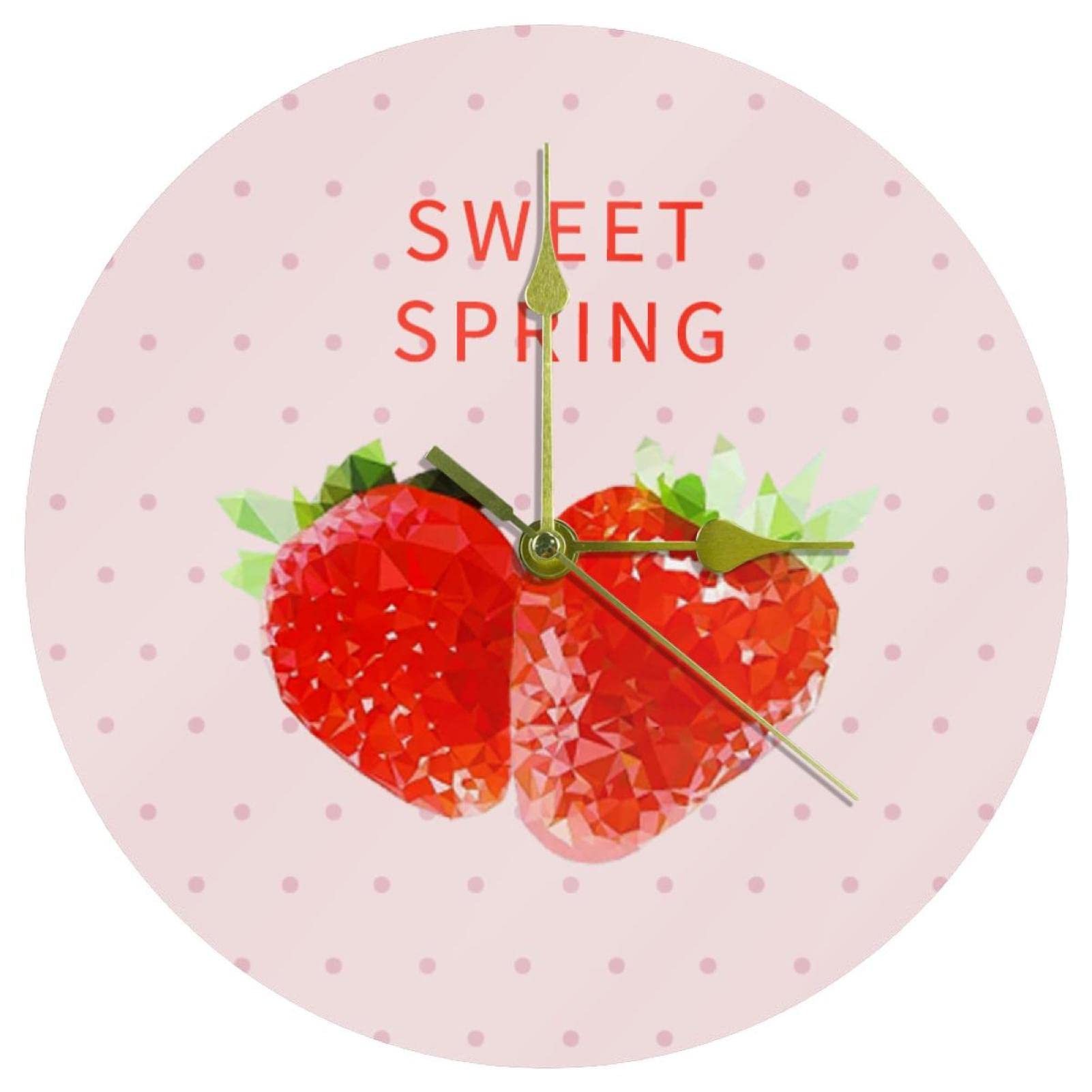 Horloge murale ronde fraise 24 cm idéale pour égayer la cuisine ou le bureau