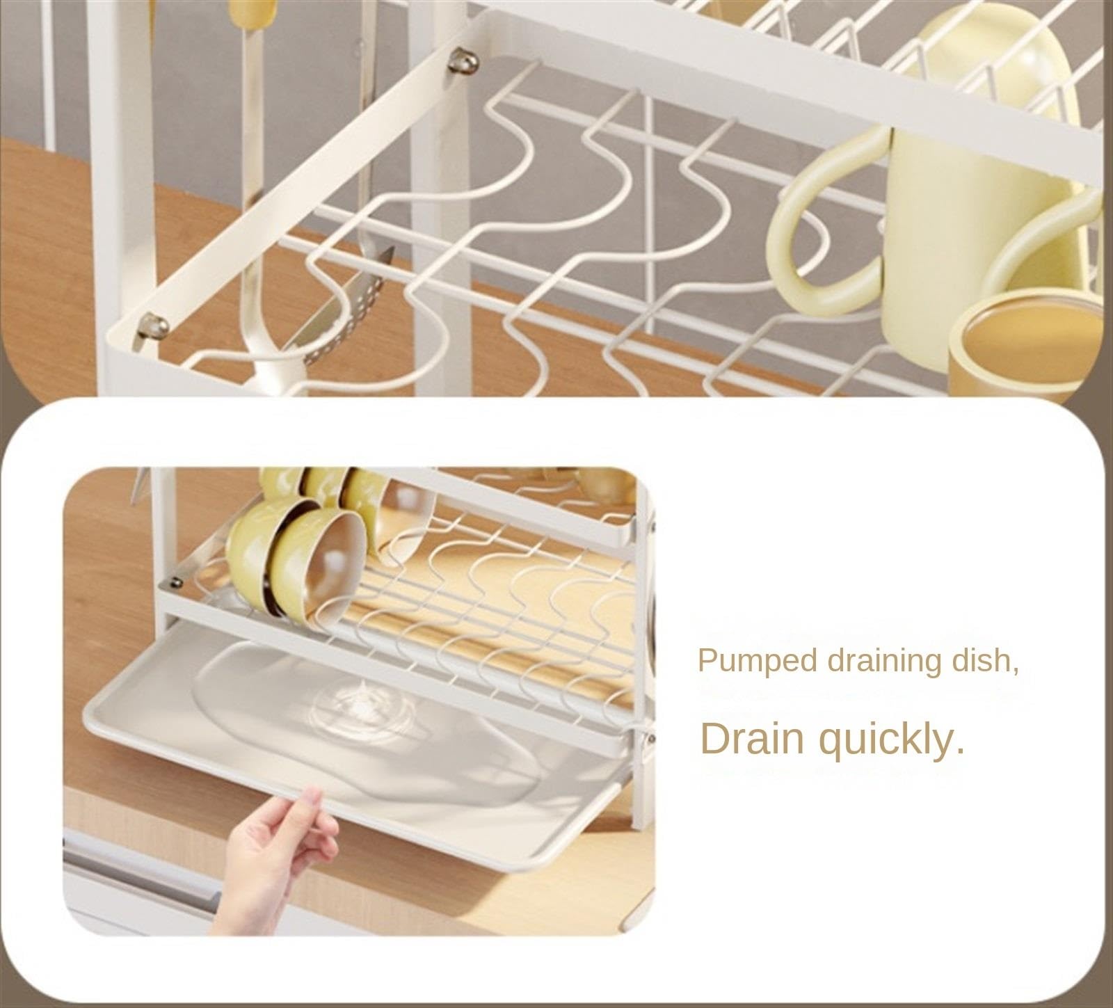 Escurreplatos y Soporte para Utensilios Que Ahorra Espacio en la encimera de la Cocina. Solución de Almacenamiento Duradera y Resistente (Negro 4 en 1).