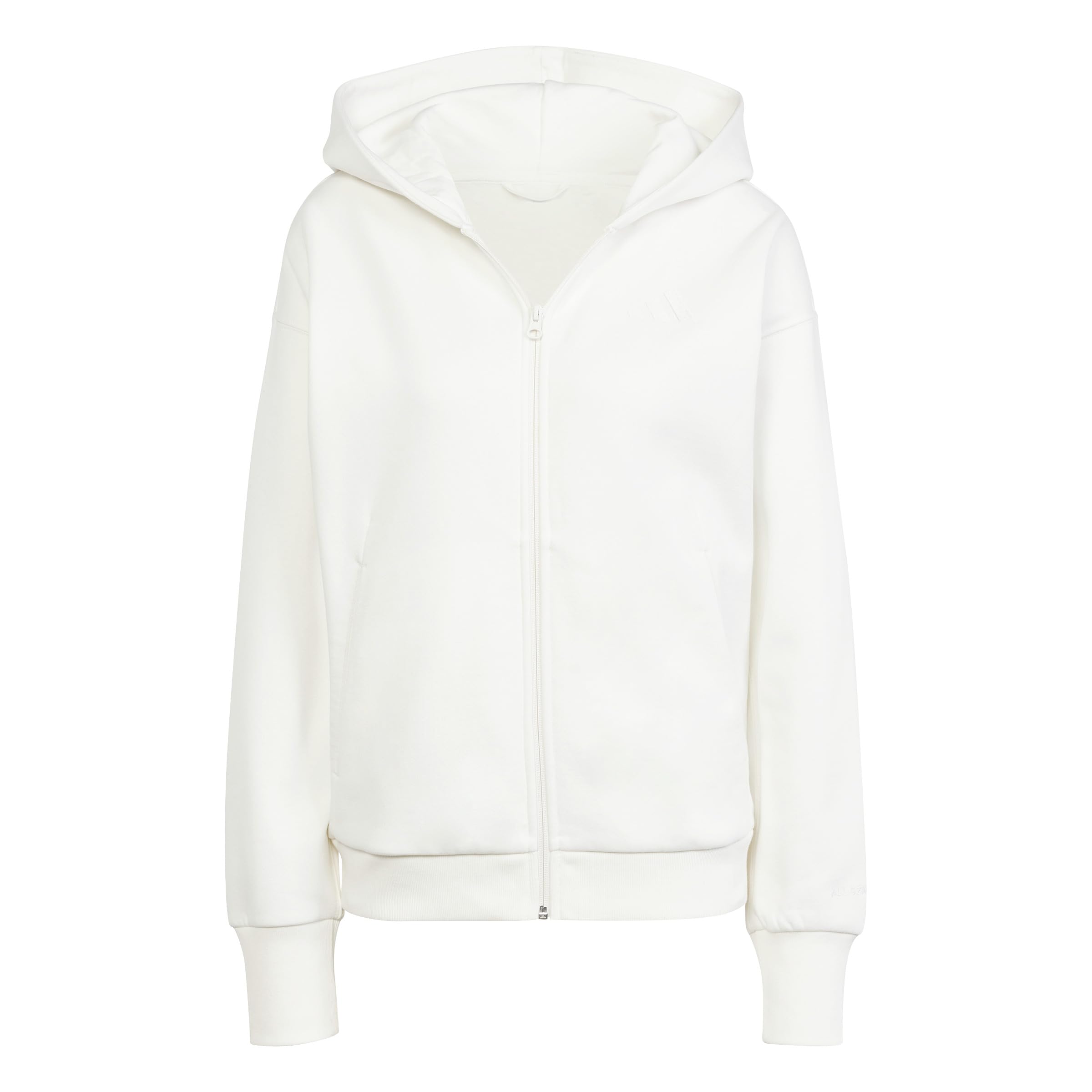 adidas Women's ALL SZN FLEECE FULL-ZIP HOODIE, off white, XS