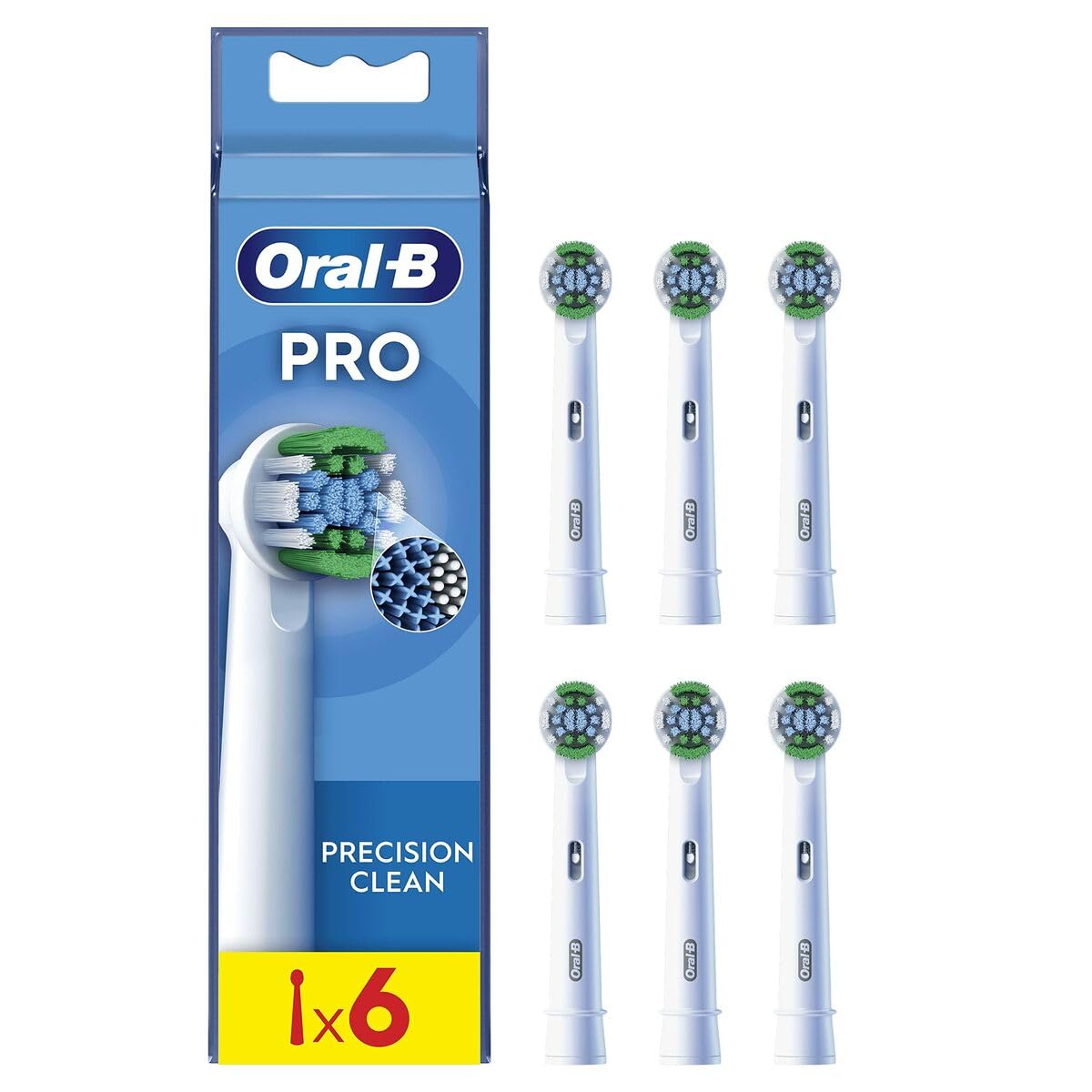 Oral-B Pro Precision Clean Ricambi per Spazzolino Elettrico, Confezione da 6 Testine, Bianco - Originali