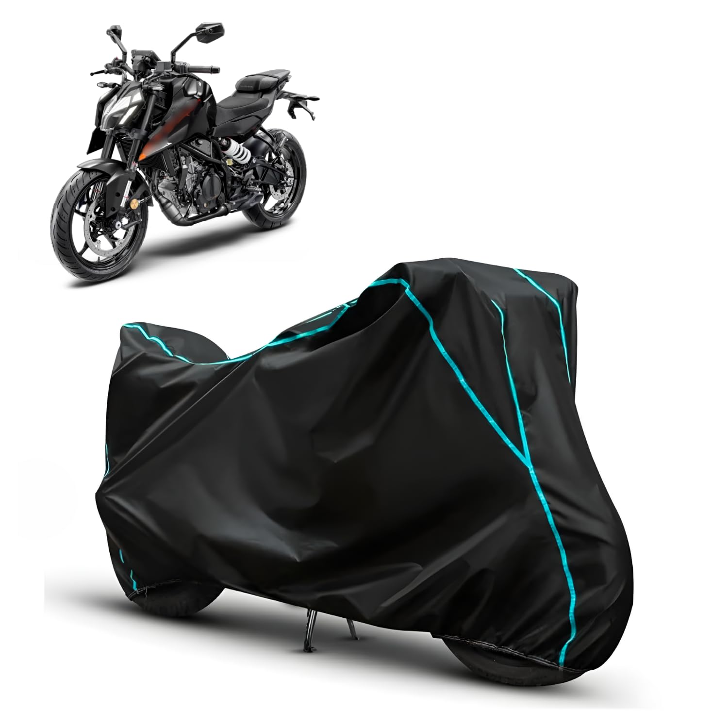 Water Resistant Bike Cover for New KTM Duke 250 All Weather, UV Heat Resistant, Dustproof, Triple Stitched, Windproof Elastic Bottom-image-28
