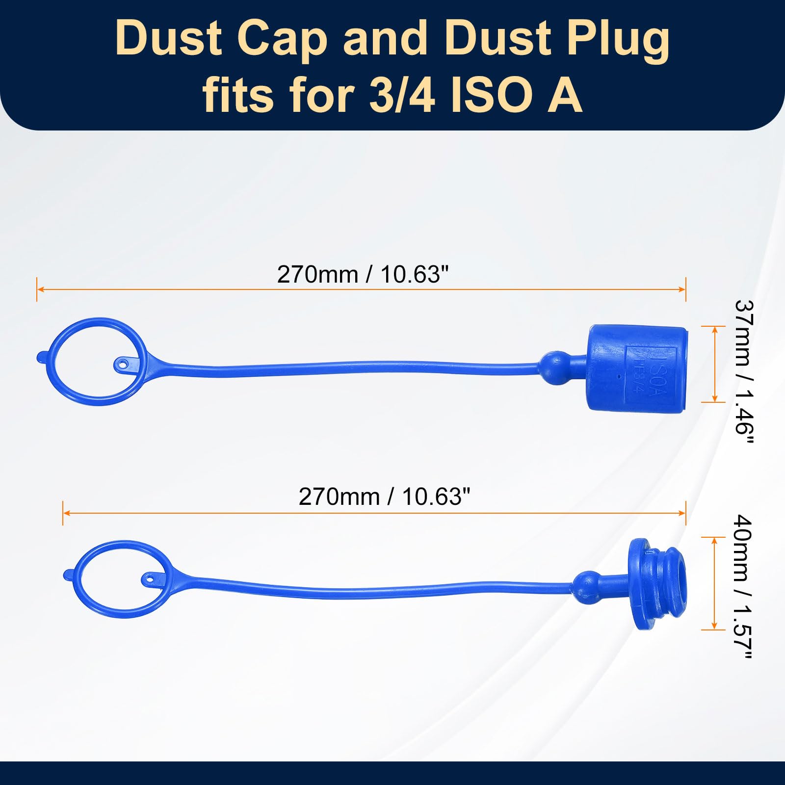 QUARKZMAN 4 Ensembles 3/4 Kit de Bouchon et Capuchon de Poussière pour Tuyau Hydraulique, Capuchon de Poussière ISO-A Mâle & Bouchon Femelle Couverture de Déconnexion, Bleu