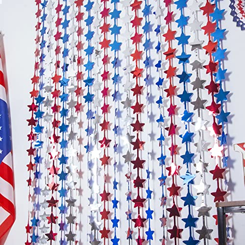 Lolstar 4Th Of July Decorations, Red White And Blue 5 Pack Star Tinsel Foil Fringe Curtains, Independence Day Photo Booth Prop Streamer Backdrop For America Patriotic Party, Memorial Day, Labor Day #TOP2