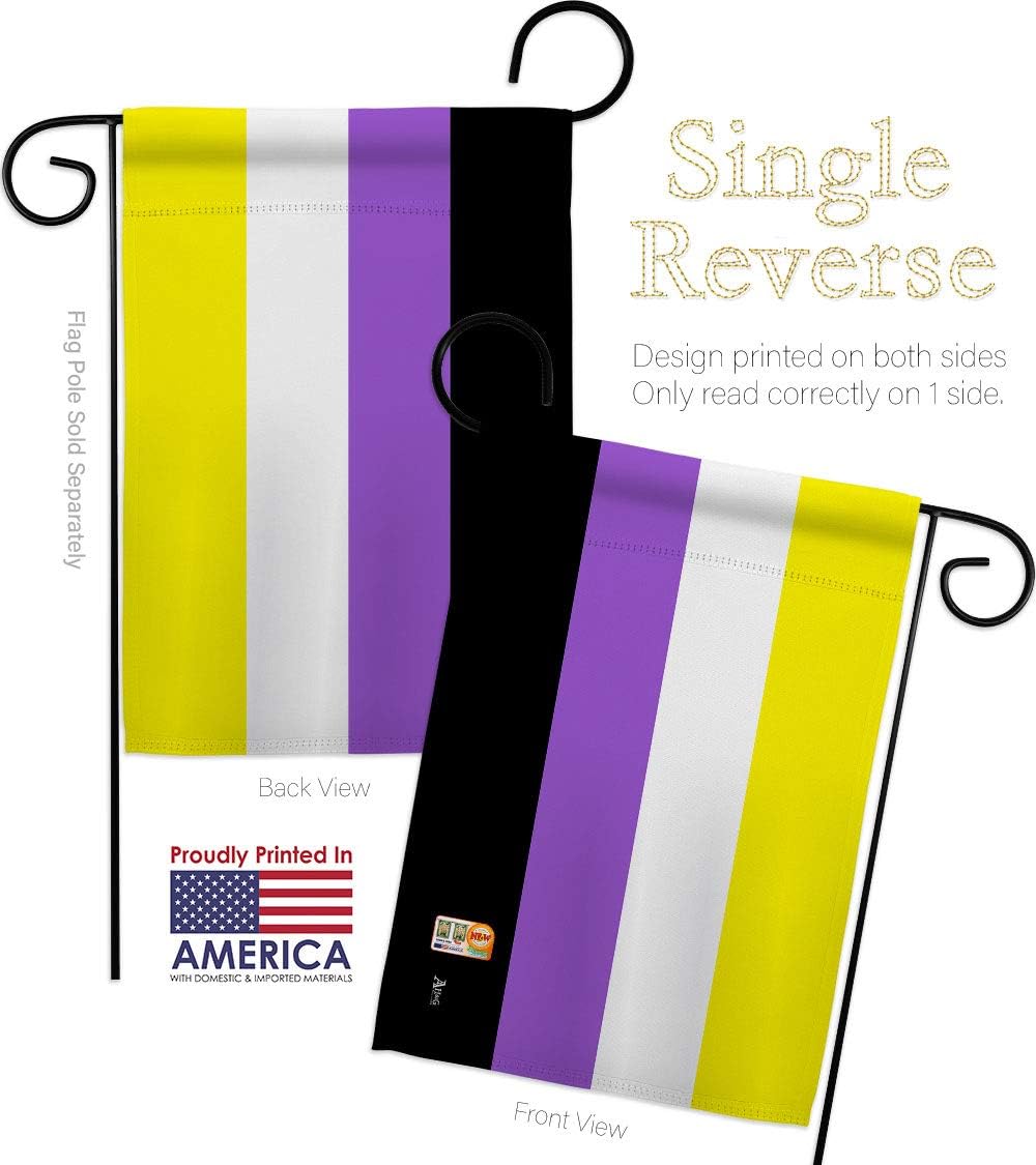 Nonbinary flag Garden Set Wall Holder Support Pride Rainbow Love LGBT Gay Bisexual Pansexual Transgender Small Decorative Gift Yard House Banner Made In USA 13 X 18.5