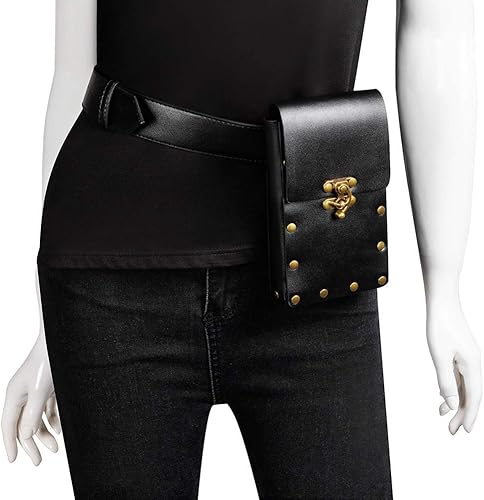 Miniatura 2 de Steampunk - Riñonera de cuero gótico de piel, estilo vintage, cartera de viaje, cartera de viaje, accesorios de fiesta para mujeres y hombres
