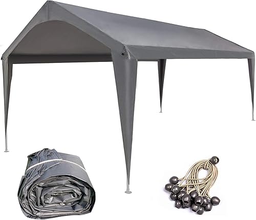 Sunnyglade Cubierta superior para toldo de repuesto de 10 x 20 pies con faldas de poste de tela y accesorios para tienda de campaña de refugio, gris