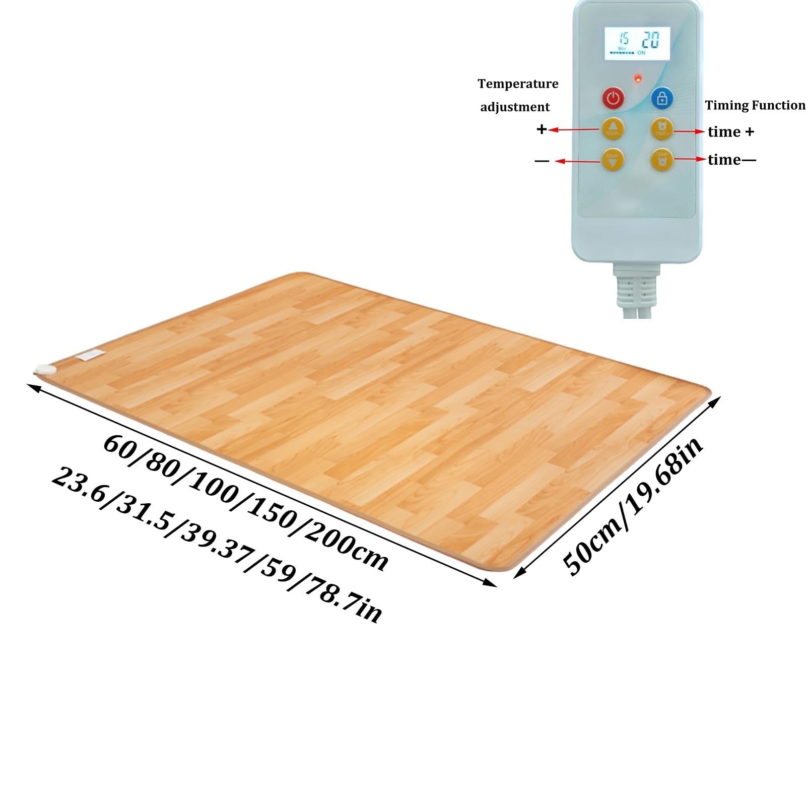 Tappetino riscaldante elettrico con funzione timer | Con Termostato E Timer, riscaldamento rapido in 10 secondi, per soggiorno(B,50x60cm)