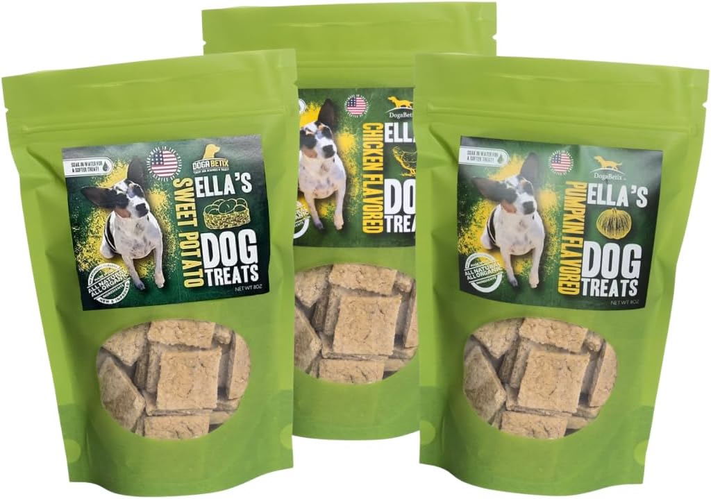 Ella's Diabetic Dog Treats 24 oz - 3 Flavors -Low Glycemic Ingredients - Vet Approved - Made in USA by Owners of Diabetic Dogs - Designed to Help Keep Sugar Levels Balanced