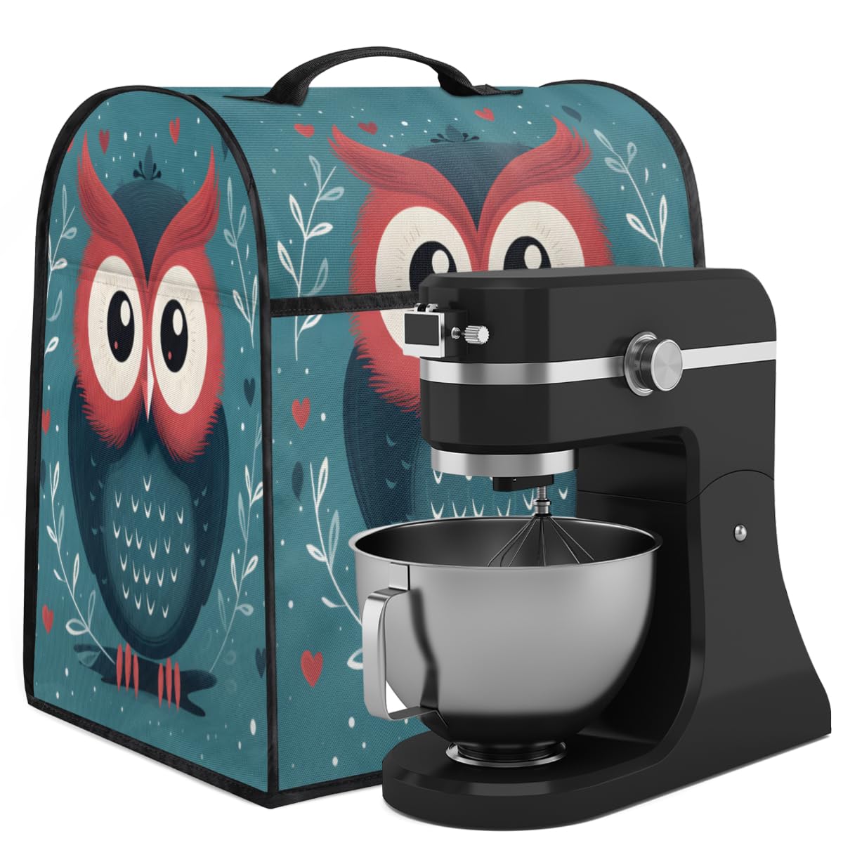 Coffee Maker Cover Cartoon Owl Kitchen Appliance Covers Small Appliance Covers Blender Cover Juicer Cover Dust Covers for Kitchen Appliances with Top Handle and Pockets,Washable,B358