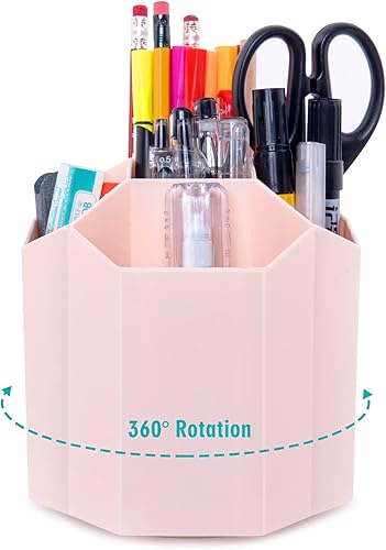 Bivisen Soporte giratorio para bolígrafo multifunción giratorio con 5 ranuras para bolígrafo soporte para lápices de papelería organizador de