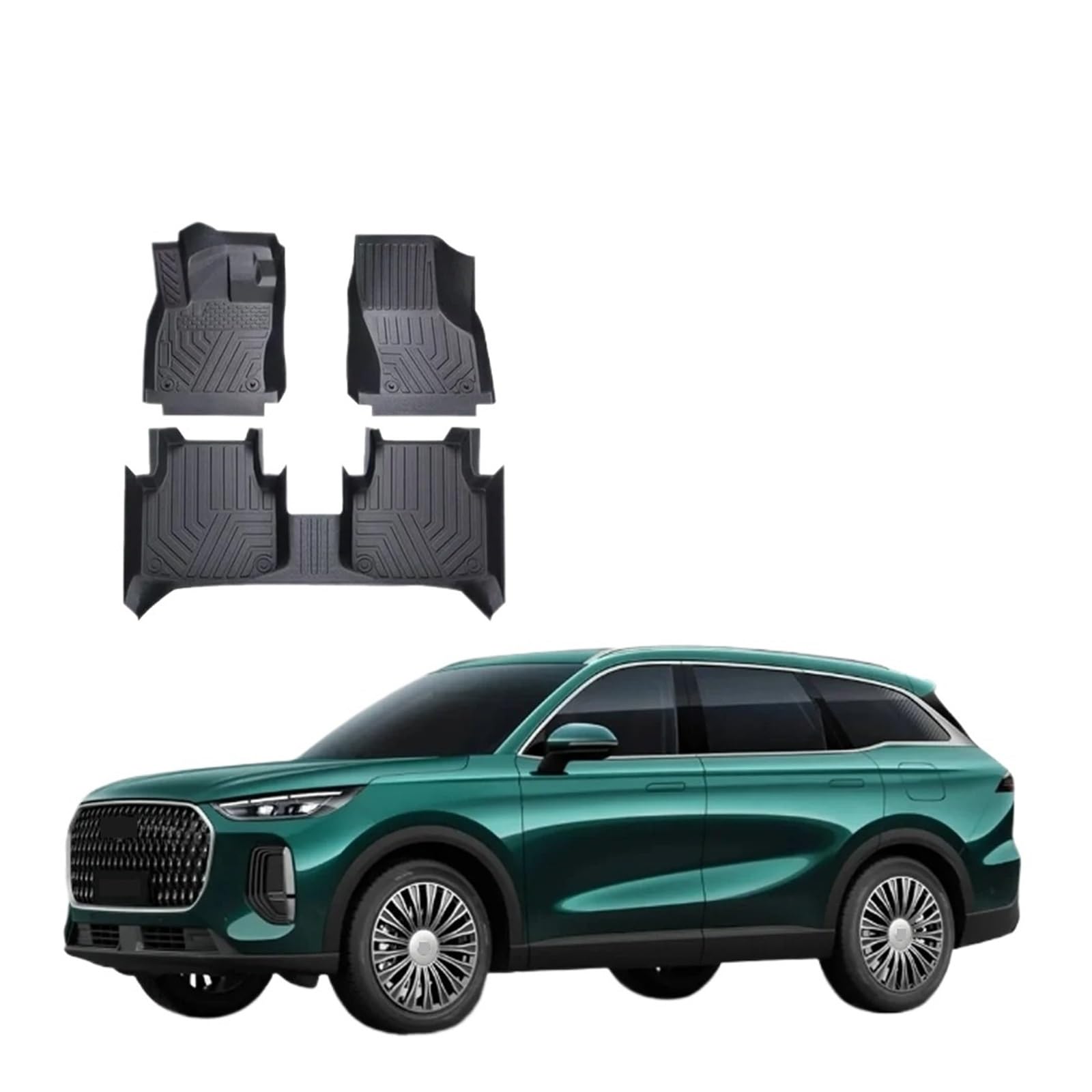Alfombrillas Coche para Chery Tiggo 9 para Ebro S900 2024-2026 Fuel AWD FWD 7 Asientos LHD Alfombrillas TPE Coche Alfombras Impermeables Protección Antiarañazos(LHD Single Layer,Fuel AWD 7 Seats)