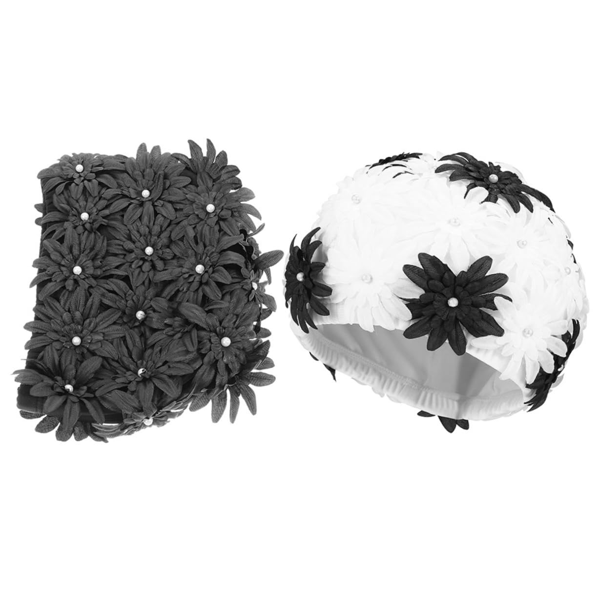 Gorro de Baño Flores Celebracion Verano 2piezas Brocado para Mujer Adulta | Ajuste Cómodo y Portátil, Protección para Natación, Reduce Fricción y Resistencia, Estilo Creativo