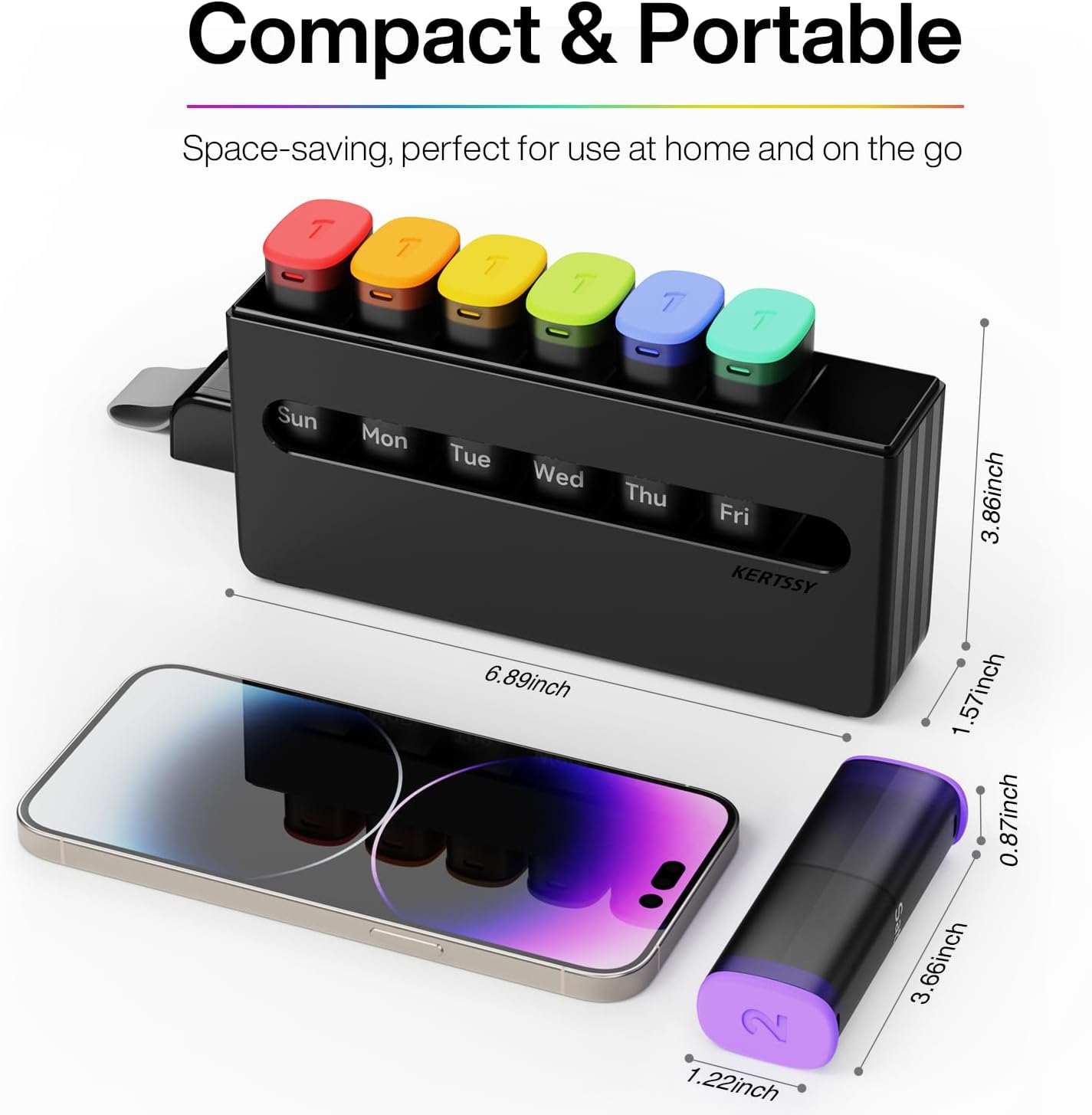 Weekly Pill Organizer 2 Times a Day - Am Pm Pill Box 7 Day, Large Twice Medicine Pill Case for Daily Medication, Vitamins, Fish Oils, Supplements Portable Week Pill Holder Container, Translucent Black - Image 4