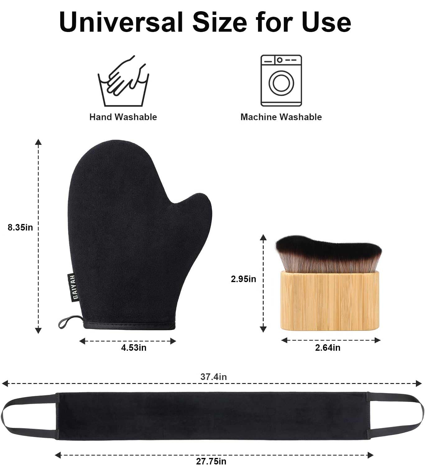 3-in-1 Selbstbräuner-Handschuh, Selbstbräuner-Handschuh, Applikator-Set, Selbstbräunungsbürste für Selbstbräuner, Rückenbräuner, Bräunungshandschuh, Kabuki, Körperbürste, Selbstbräuner,