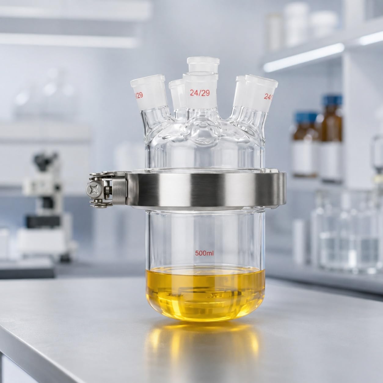 Laboratoryjny Zestaw Reaktora Szklanego 24/29-4 Szyjek 500ml