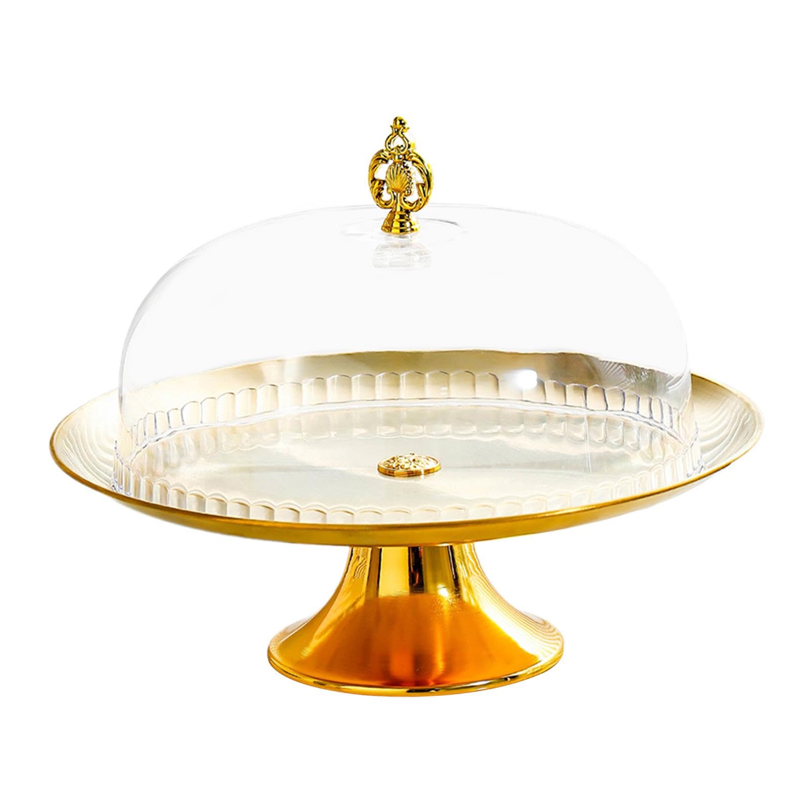 Présentoir à Gâteaux sur Pied, Polyvalent, Réutilisable et élégant, avec Couvercle En Forme de Dôme, Idéal pour Pâtisseries, Biscuits, Amuse-gueules E, 30 cm