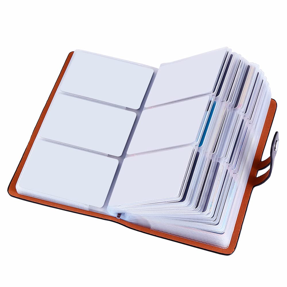 Large Business Card Holder with 95 Card Slots, RFID Credit Card Holder with 3 Passport Holder, Leather Business Card Organizer with 2 Driver's License Holder to Keep Cards Organized (Black)