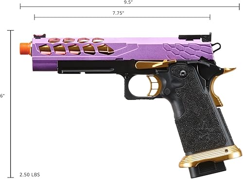 Vista 32 de Lancer Tactical Pistola Airsoft STRYK Hi-Capa 5.1/4.3 Full Metal Gas Blowback 330 FPS Negro
