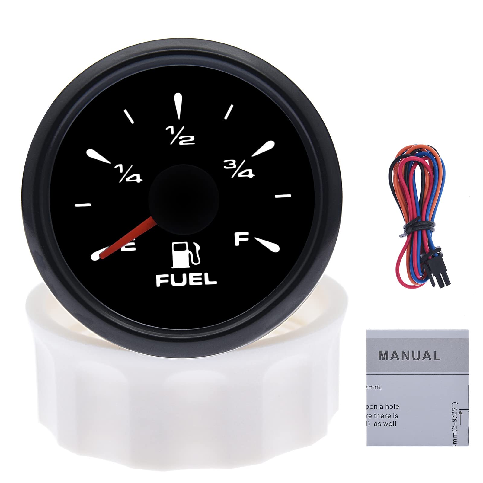 KAOLALI Jauge de Niveau de Carburant, Affichage Numérique à LED 1/2 E-F 3/4E-F 52 mm 0-190 ohm 240-33ohm