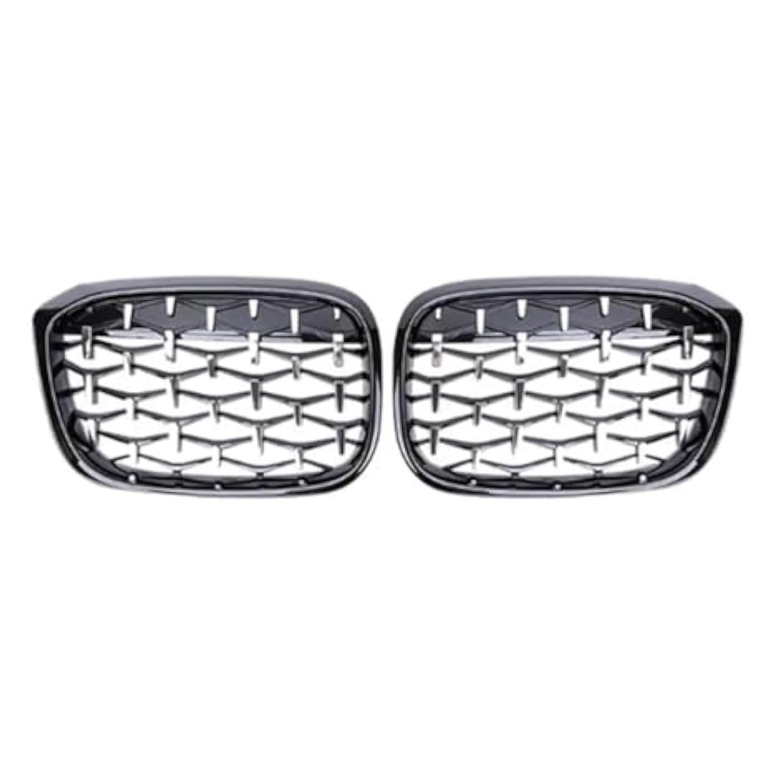 Für X3 G01 G08 X4 G02 2018 2019 2020 Auto Frontschürze Grill Trim Racing Gitter Diamant Nieren Grille Zubehör 2 Stücke Front Nierengrill Grills(Silver and Black)