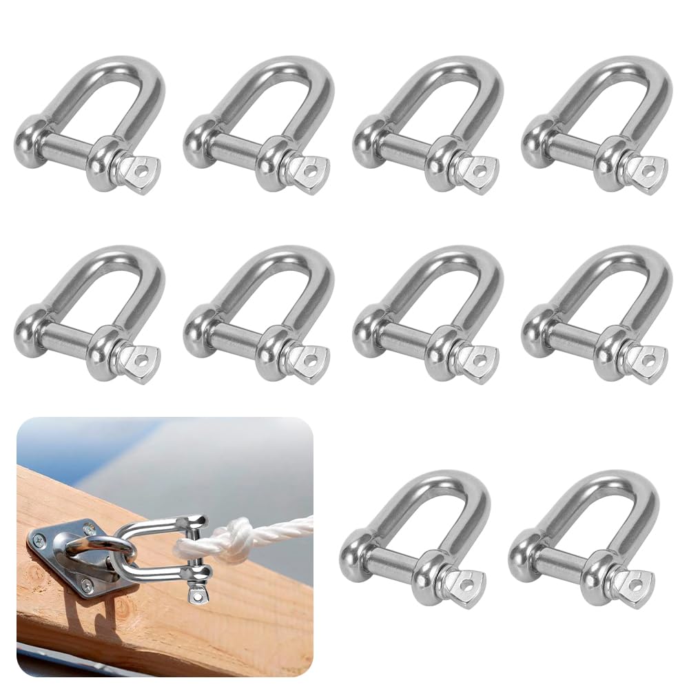 Riisoyu 10 Stück Schäkel Edelstahl, M6 Schäkel 304 Edelstahl