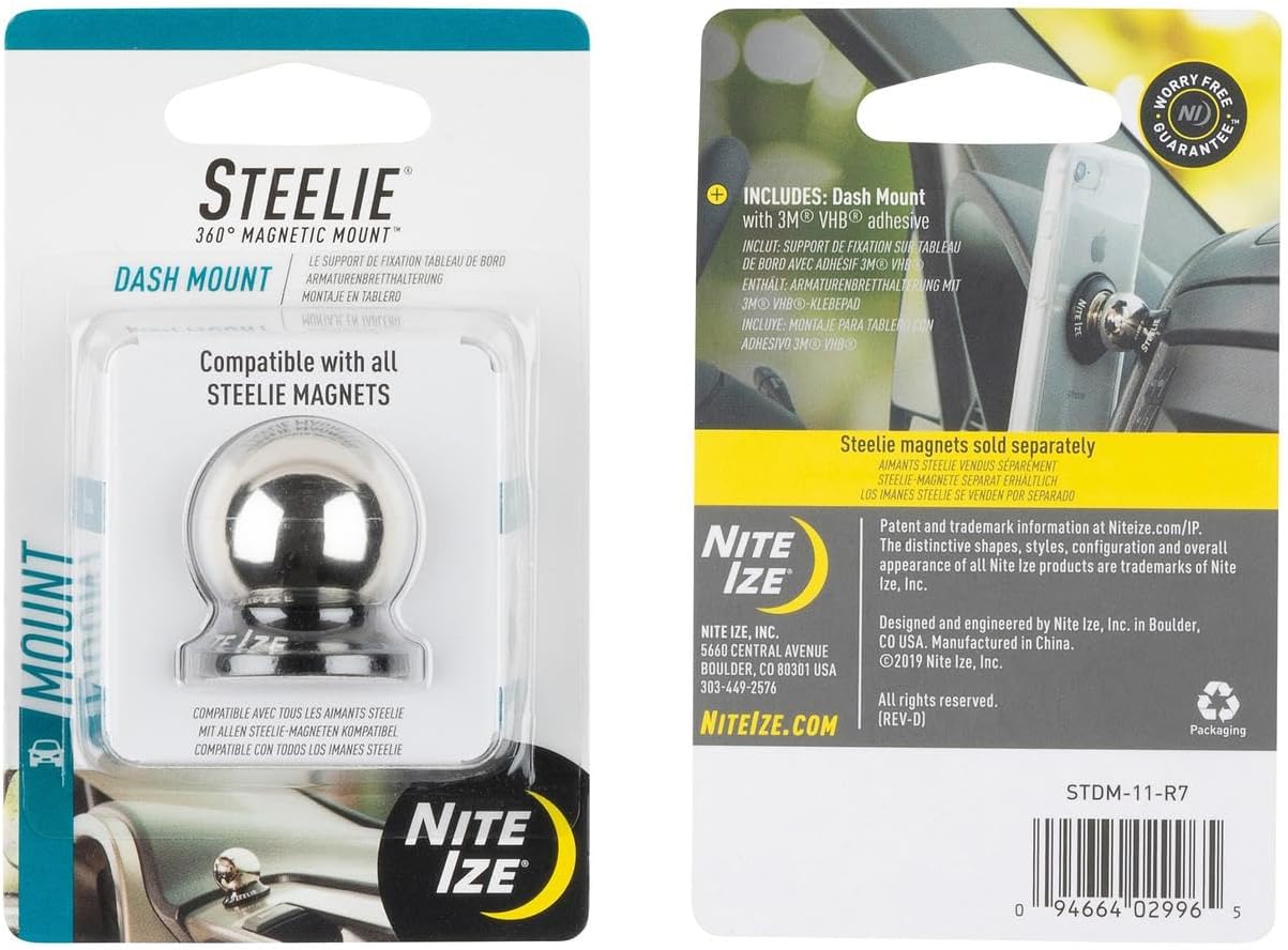 Nite Ize Steelie Dash Mount - Additional Car Mount Dash Ball for Steelie Magnetic Phone Mounting System - Cell Phone Accessories for Dashboard Mount Set