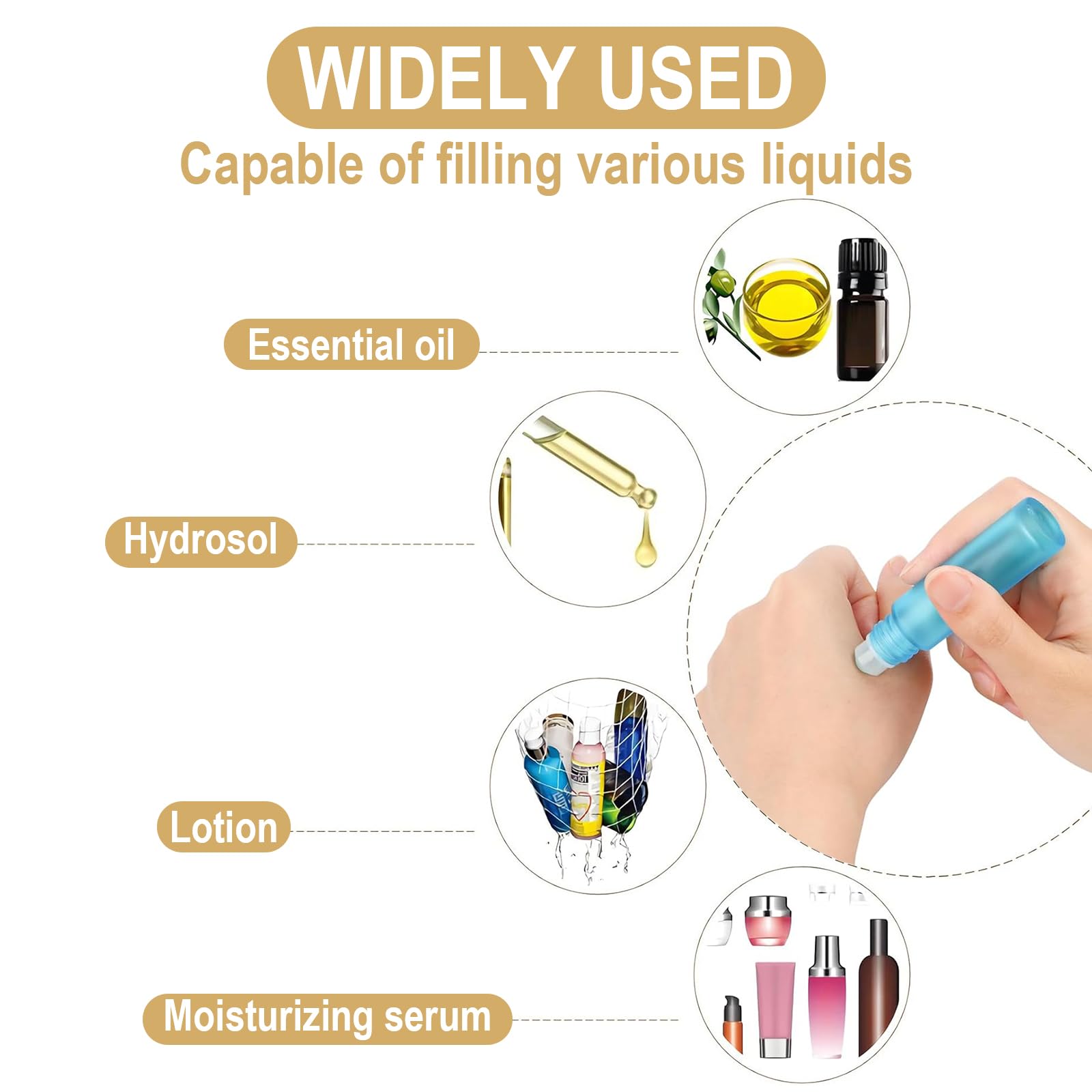 10 ML Flacon Roll-on Vide, 10 flacons Roll-on pour huiles – flacons en Verre Huiles essentielles, aromathérapie, parfums et cosmétiques, Modernes (10 Couleurs)