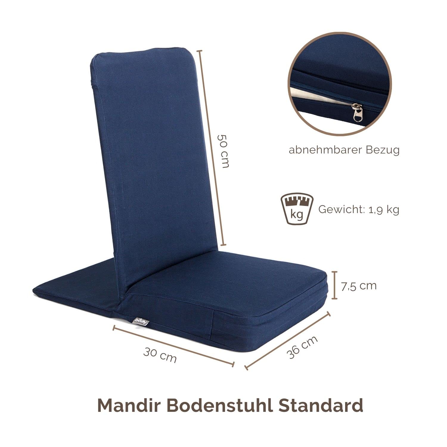 Mandir Boden Sedia con schienale imbottito, meditazione Sedia con extra spesso cuscino per Case per sale, meditazione, bodennahes lavorare, argilla