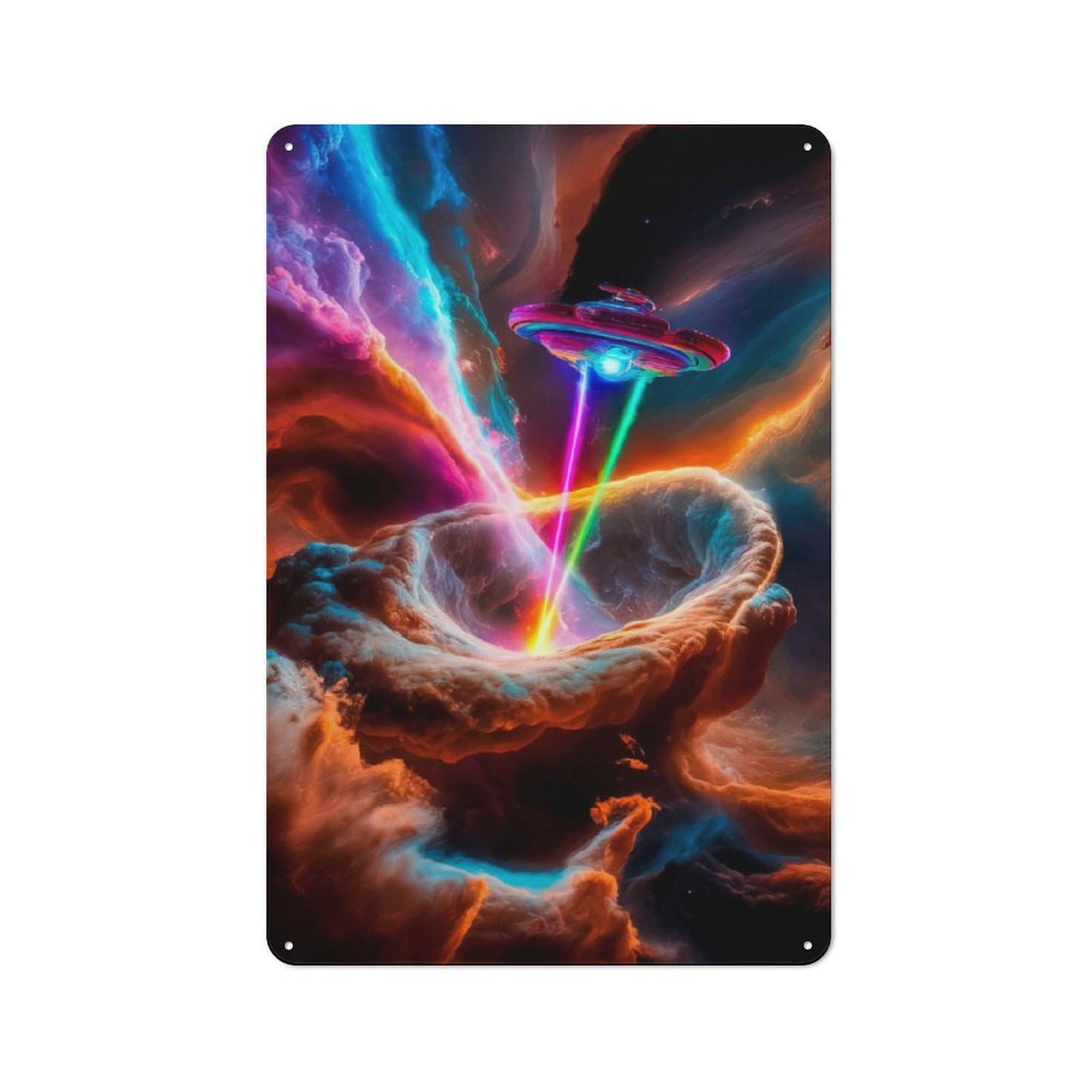 Galactic Abduction Retro Metal Wall Decor 30x20cm, Metal Sign for Pub, Home Bar, Shed Or Man Cave, for Relaxed Wall Styling