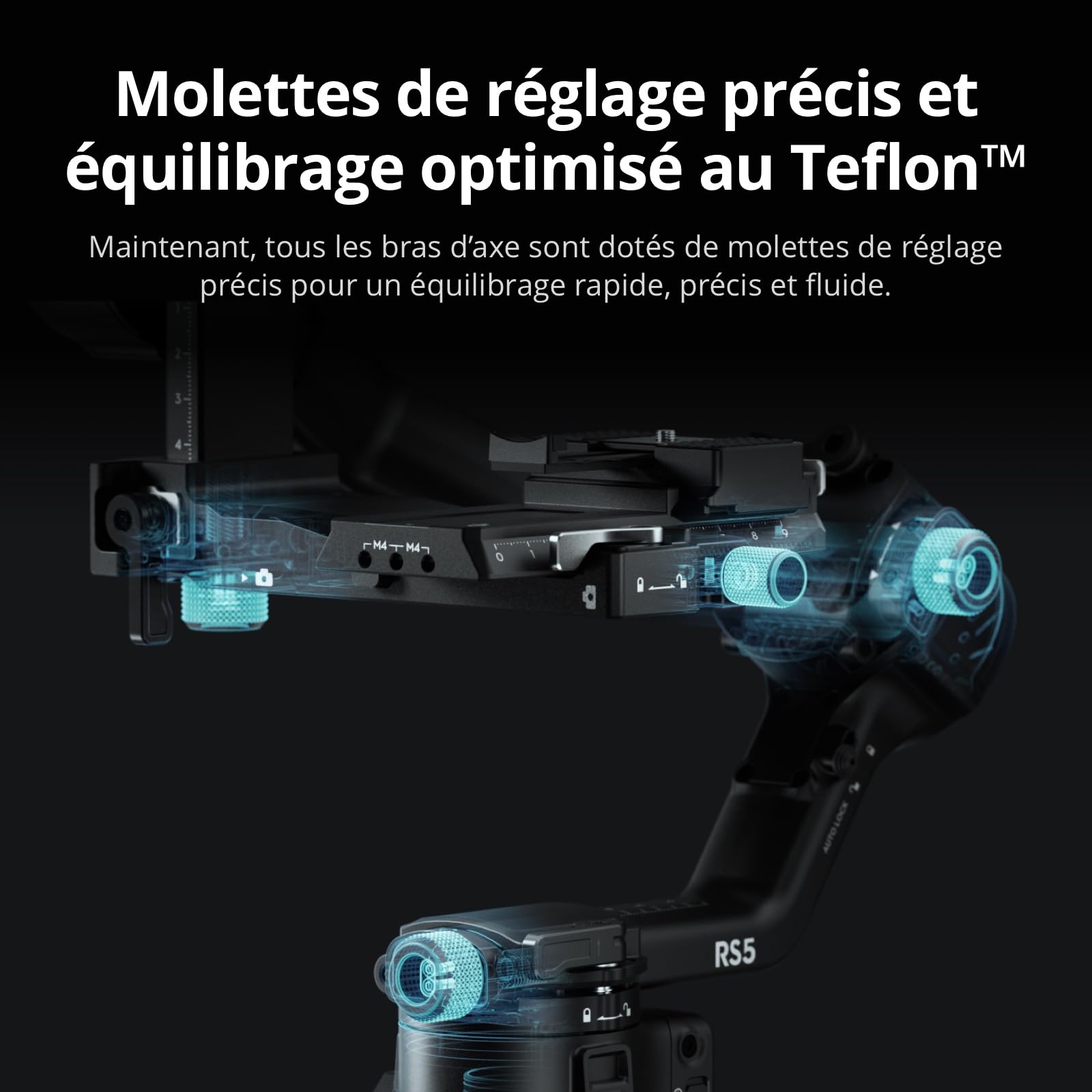 DJI RS 5 Bundle, stabilisateur de nacelle pour caméra, Suivi Intelligent, poignée électronique, molettes de réglage précis, indicateur axe Z