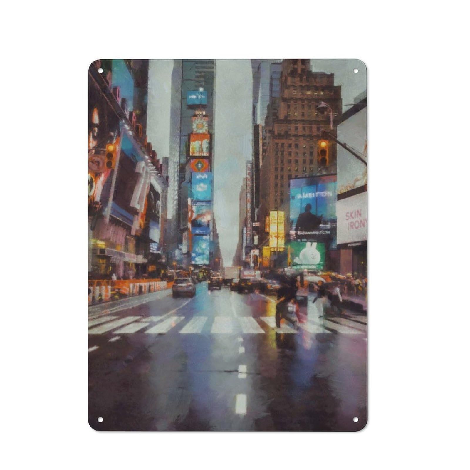 Junmoney New York Street Decorative Tin Sign With Design 40X30cm, Nostalgic Old Style Wall Plaque For Living Room, Hallway, Kitchen Or Cafe