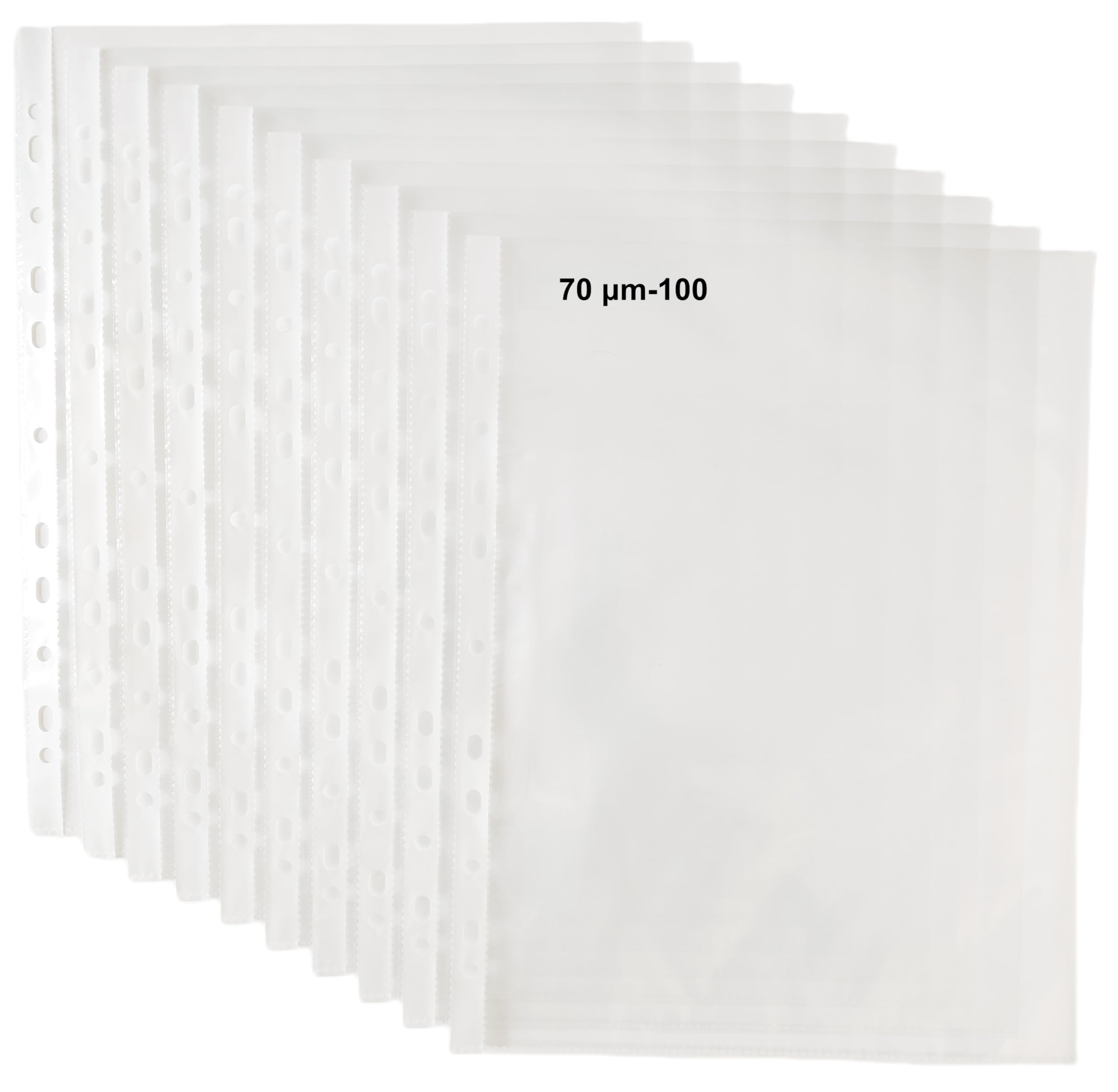 YIHSENGDA 100 Clear Plastic Sleeves Wallets A4 Punched Poly Pockets,70Mic